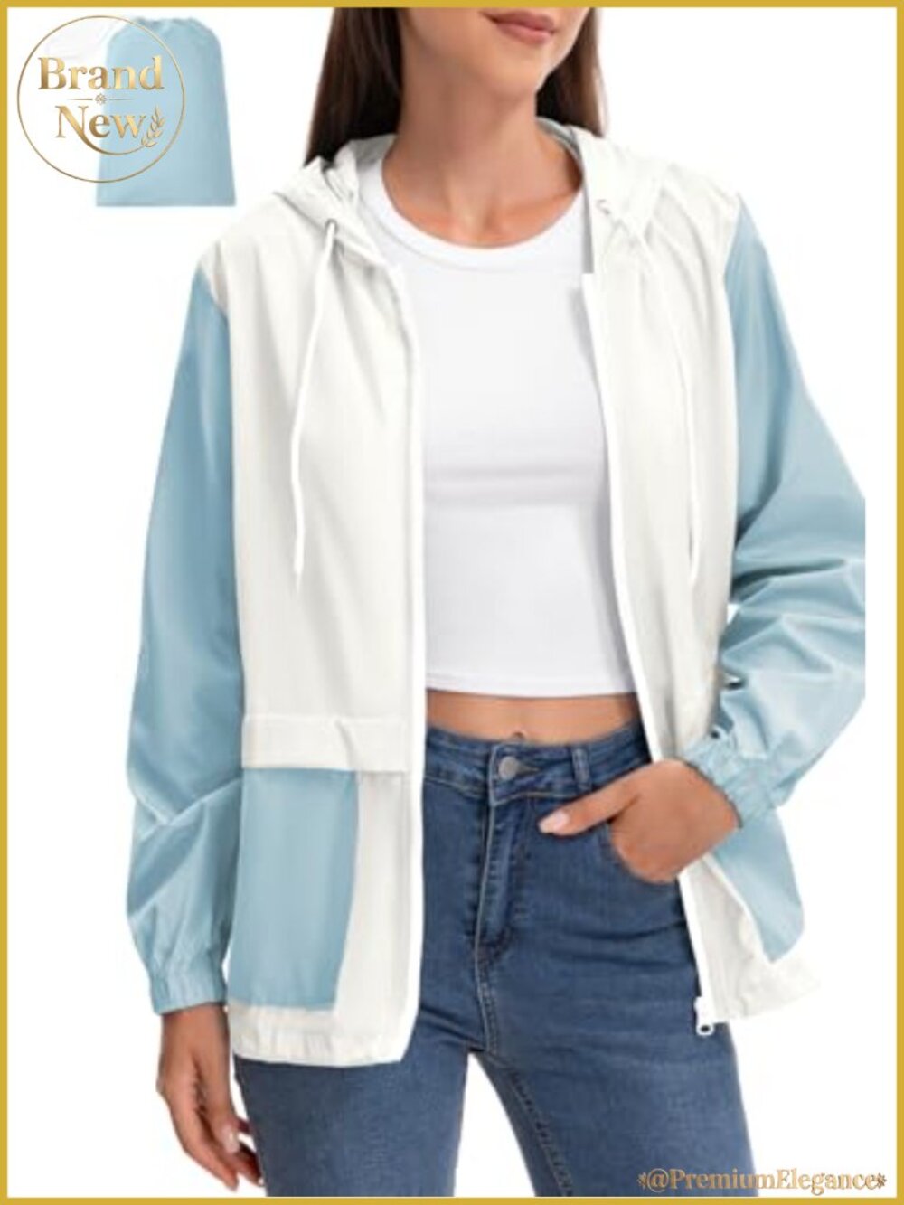 Lightweight Packable Rain Jacket with Hood Windbreaker Women